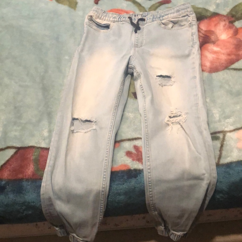 Distressed white wash kids jeans from Tully’s